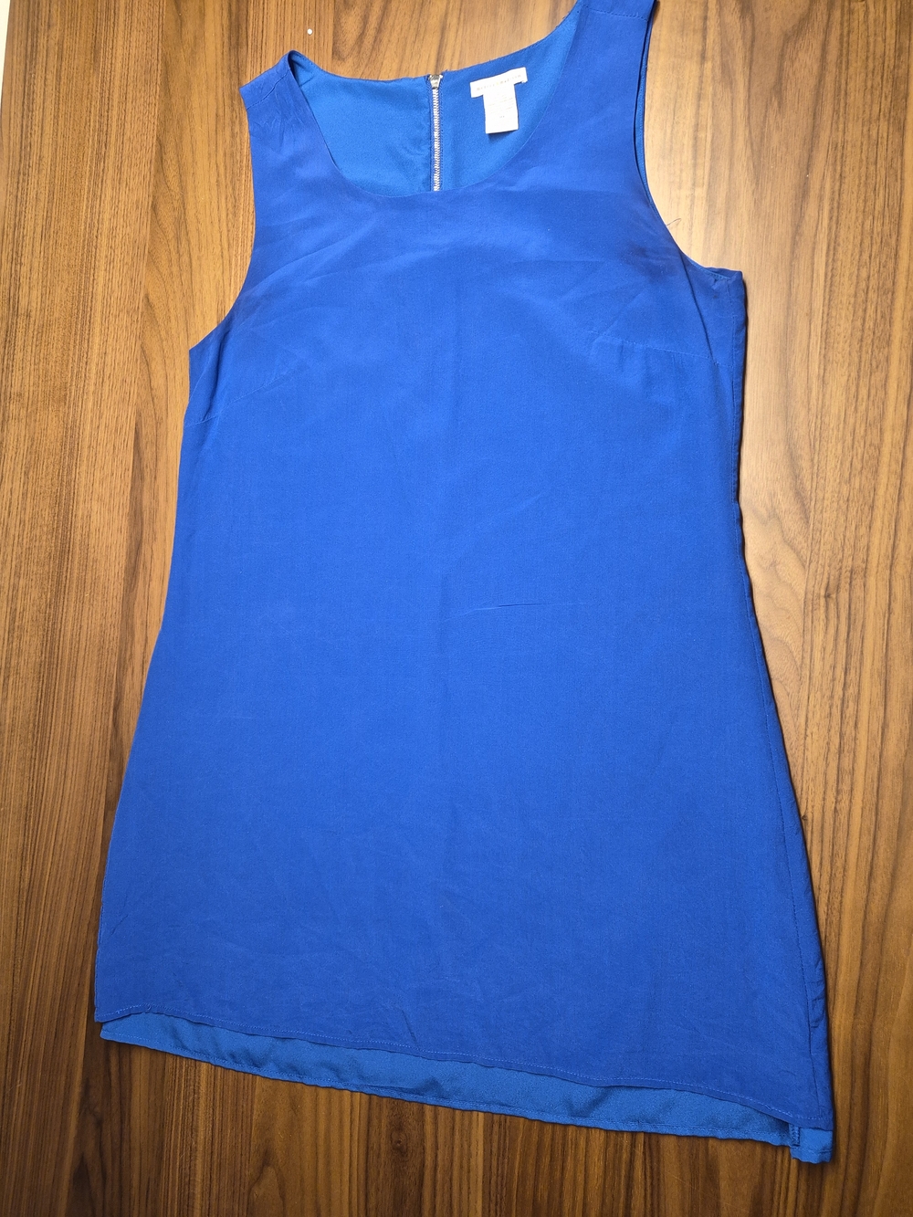 100% Silk mercer & madison navy blue sleeveless shift dress